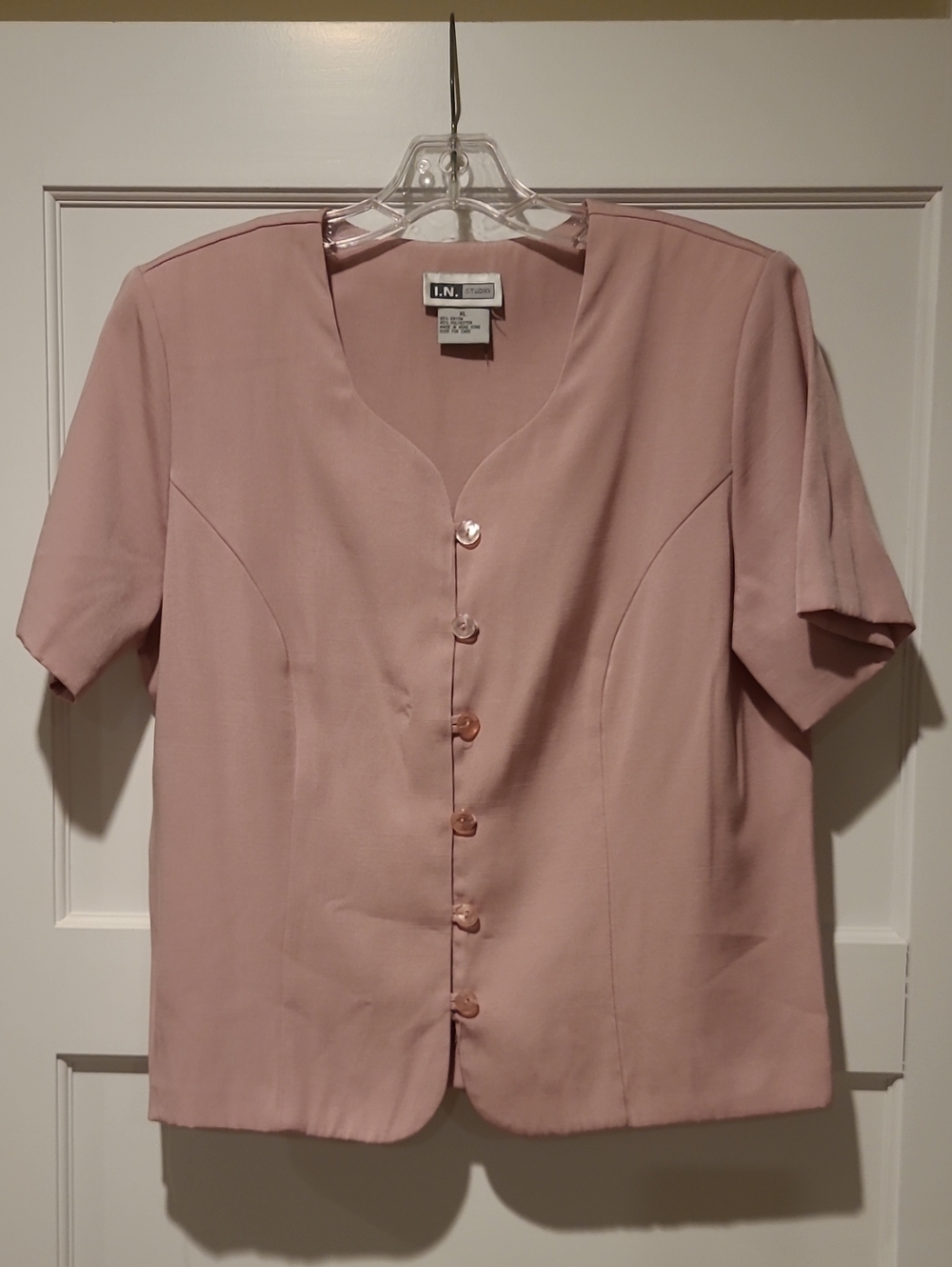I.N. Studio Blush Pink Button-Front Top